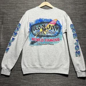 Ron Jon Surf Shop Sweatshirt Men's S Gray Vintage Pullover Clearwater Beach